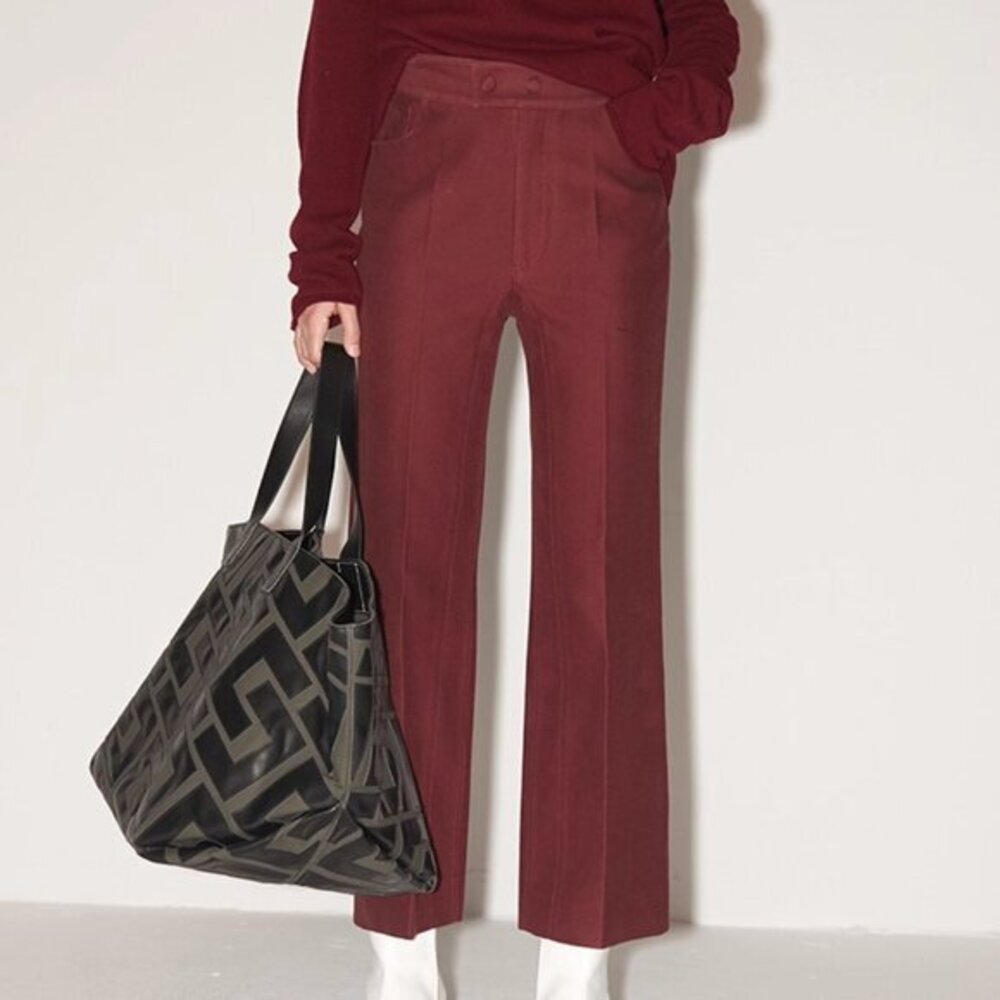 CHICJOC Burgundy Tailored Cotton Pants – Size 38